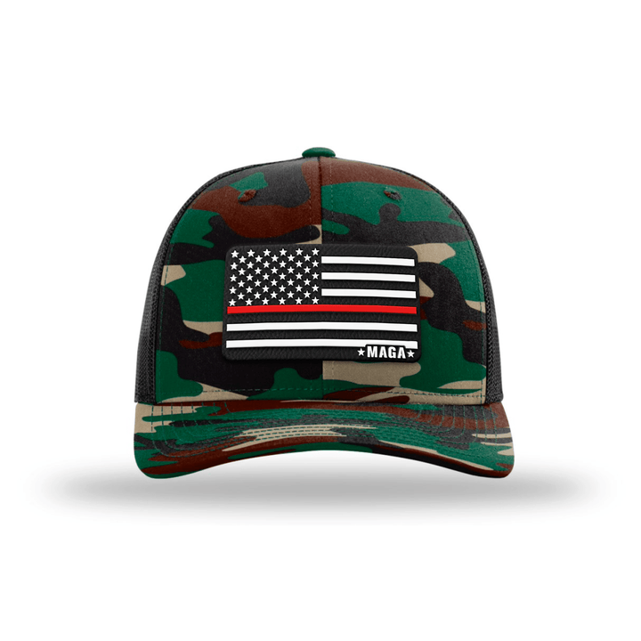 Adjustable Snapback Trucker Cap / Camo Maga Thin Red Line Flag Hat maga trump