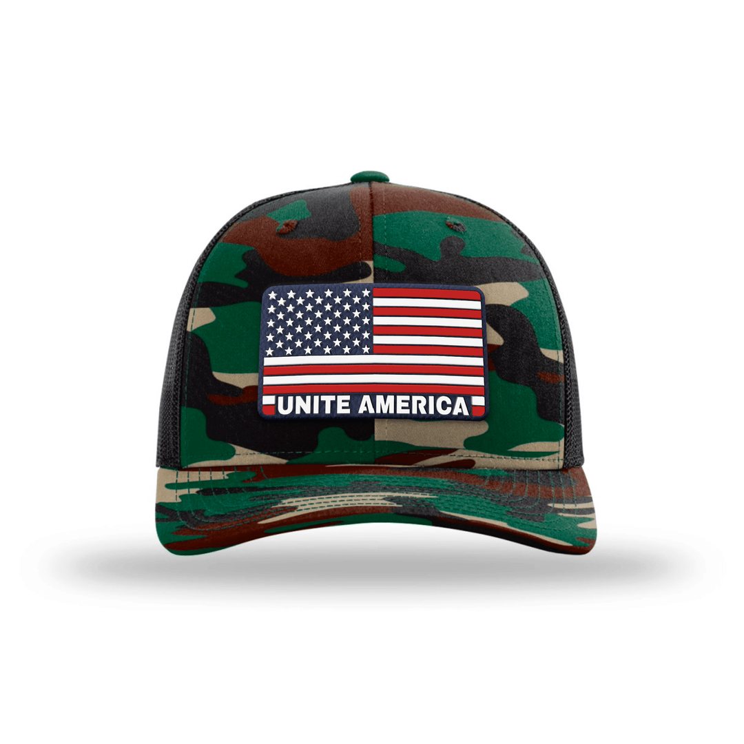 Adjustable Snapback Trucker Cap / Camo MAGA Unite America Flag Patch Hat maga trump