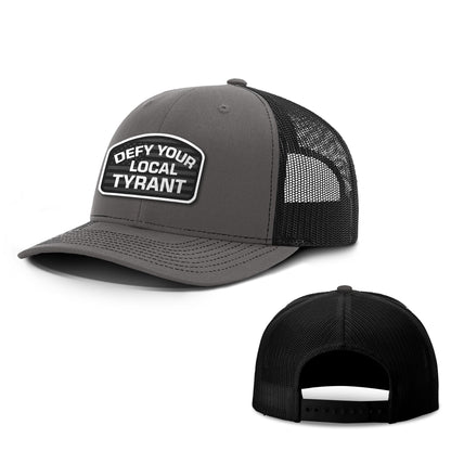 Adjustable Snapback Trucker Cap / Charcoal/Black / OS Defy Your Local Tyrant Trucker Hat maga trump