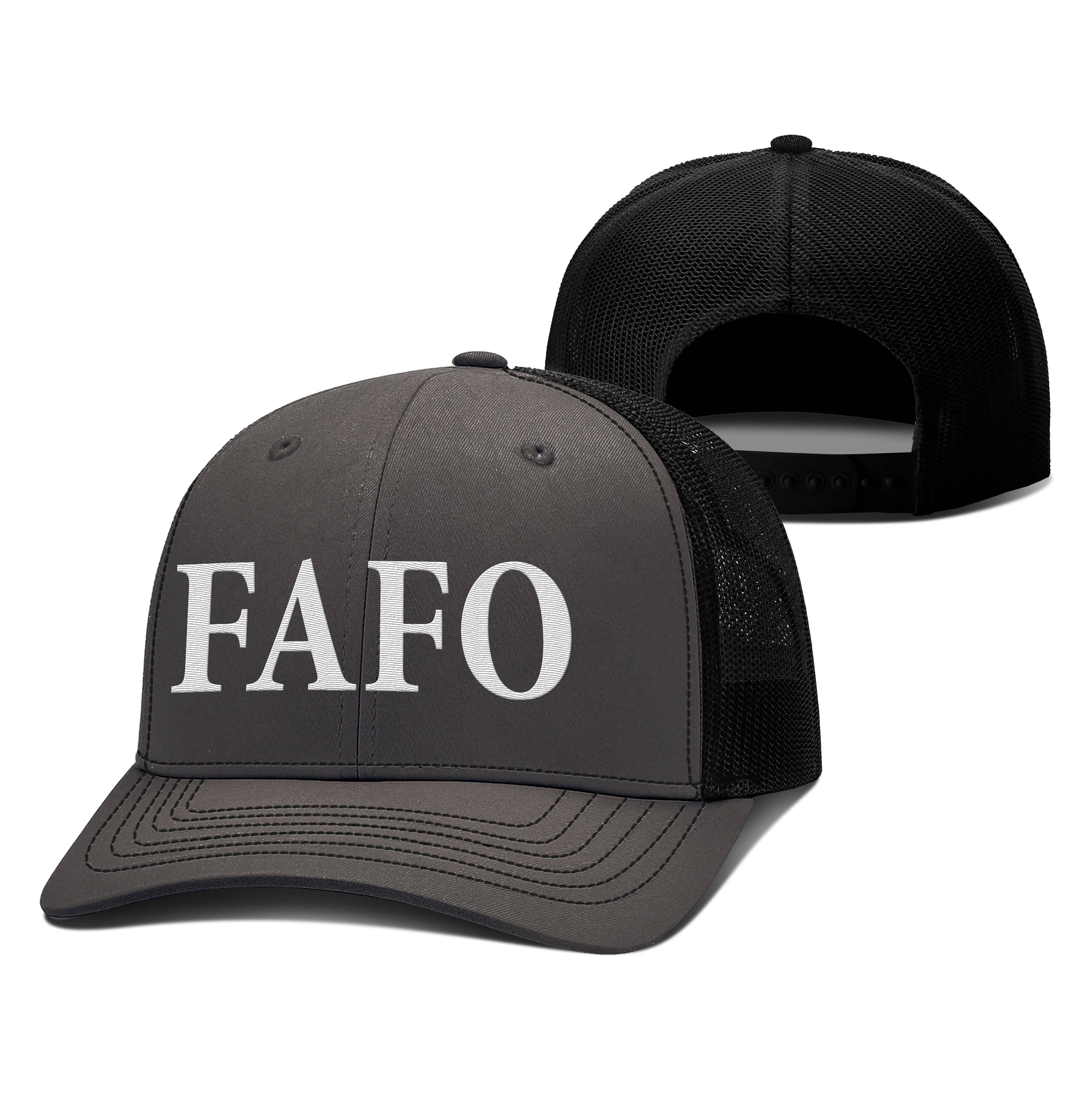 Adjustable Snapback Trucker Cap / Charcoal/Black / OS FAFO Trucker Hat maga trump