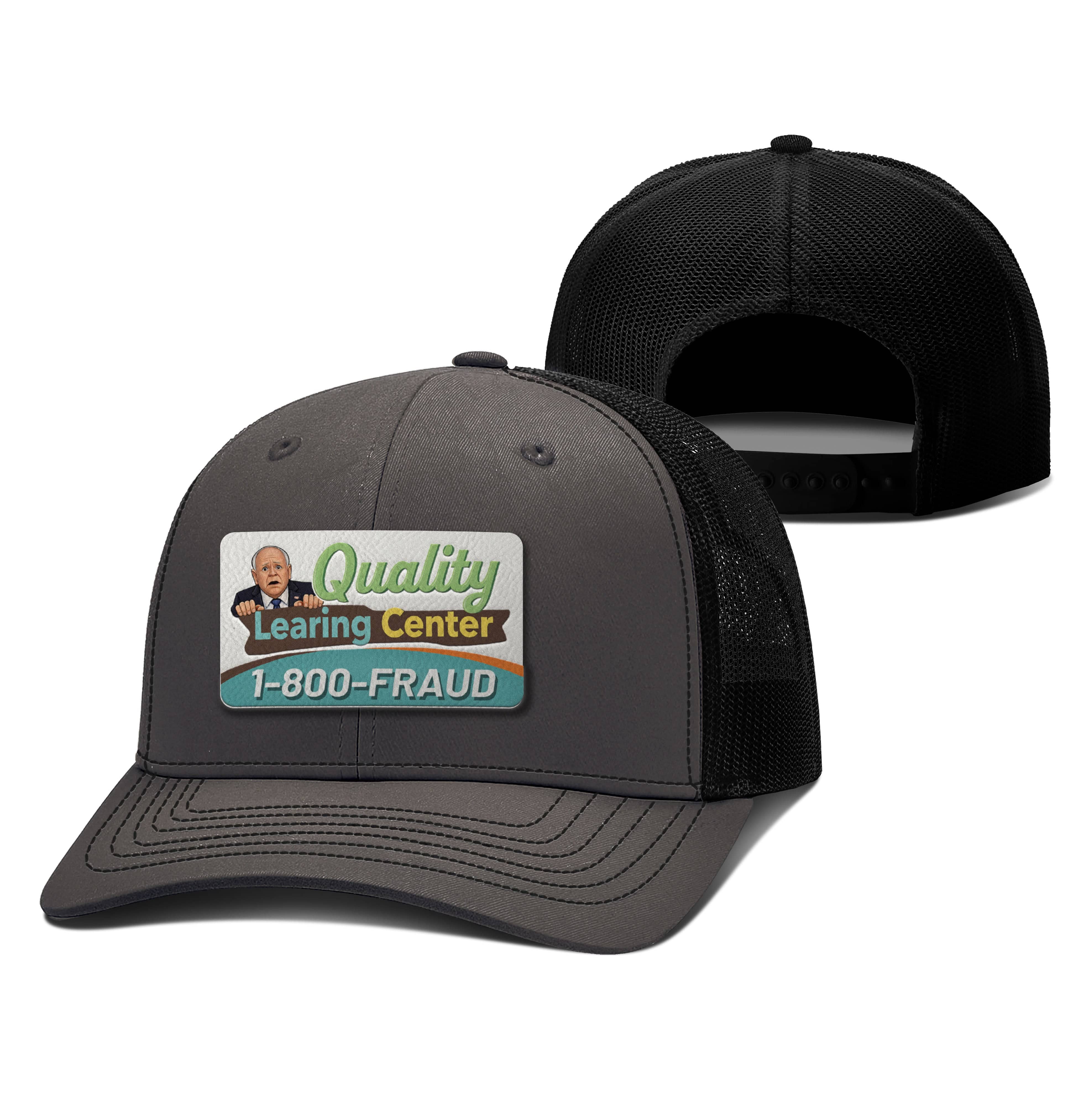 Adjustable Snapback Trucker Cap / Charcoal/Black / OS Tim Walz's Quality Learning Center Trucker Hat maga trump