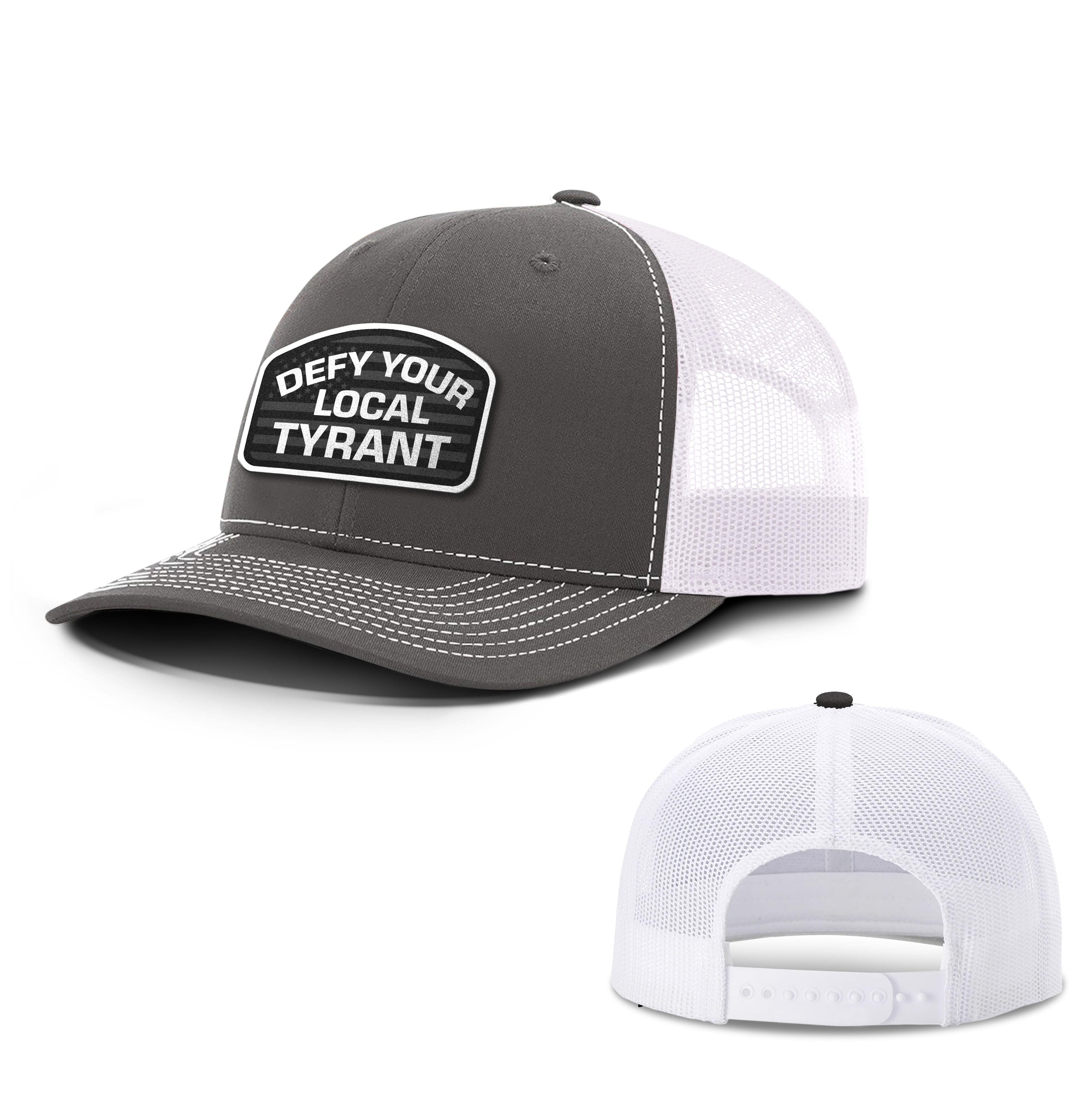 Adjustable Snapback Trucker Cap / Charcoal/White / OS Defy Your Local Tyrant Trucker Hat maga trump
