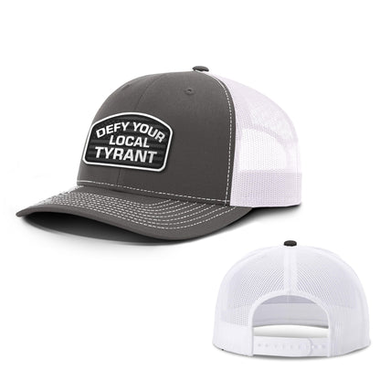 Adjustable Snapback Trucker Cap / Charcoal/White / OS Defy Your Local Tyrant Trucker Hat maga trump