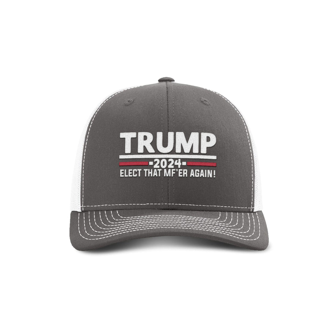 Adjustable Snapback Trucker Cap / Charcoal/ White / OS Trump Elect That MF'ER Again Trucker maga trump