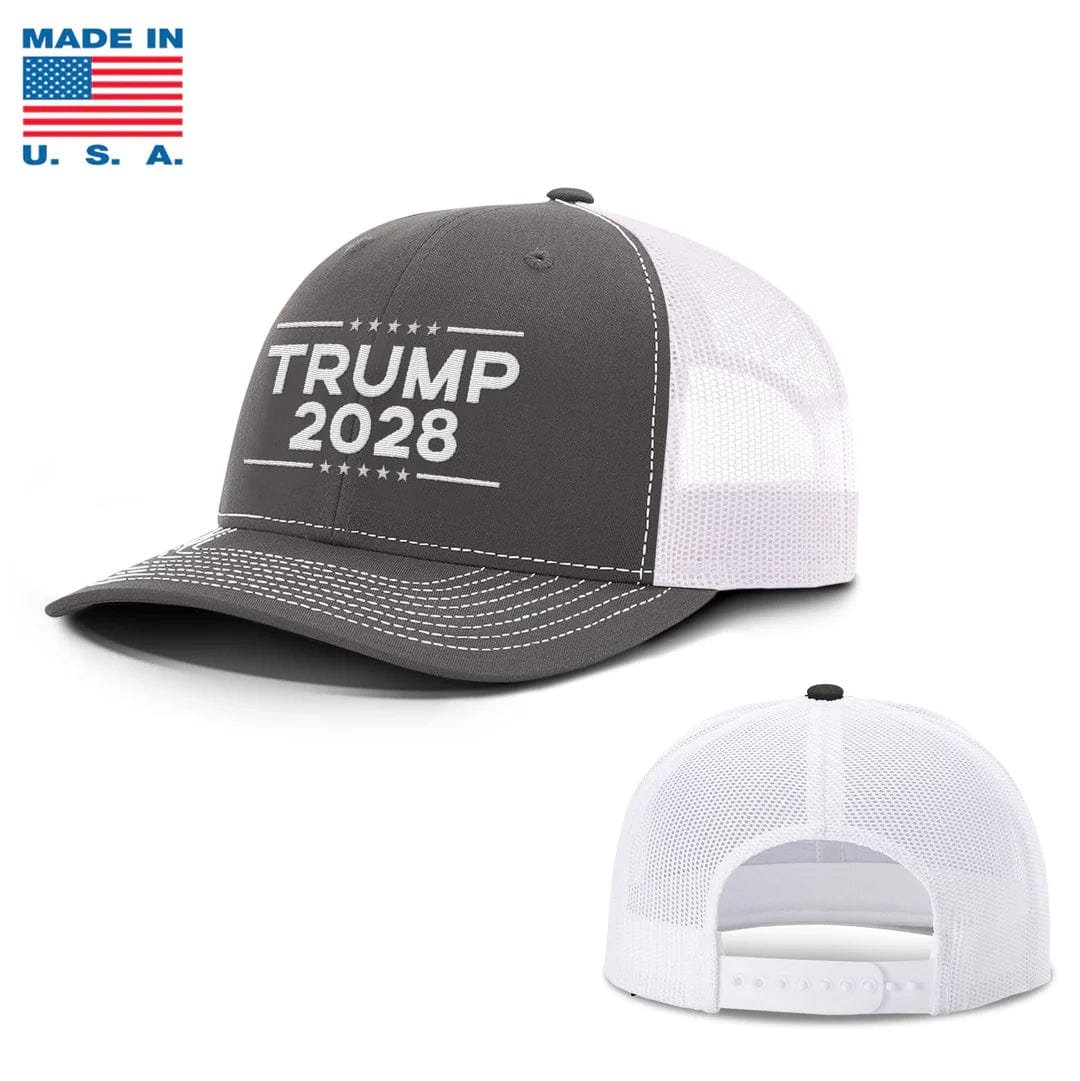 Adjustable Snapback Trucker Cap / Charcoal/White Trump 2028 Trucker Hat Made in the USA maga trump