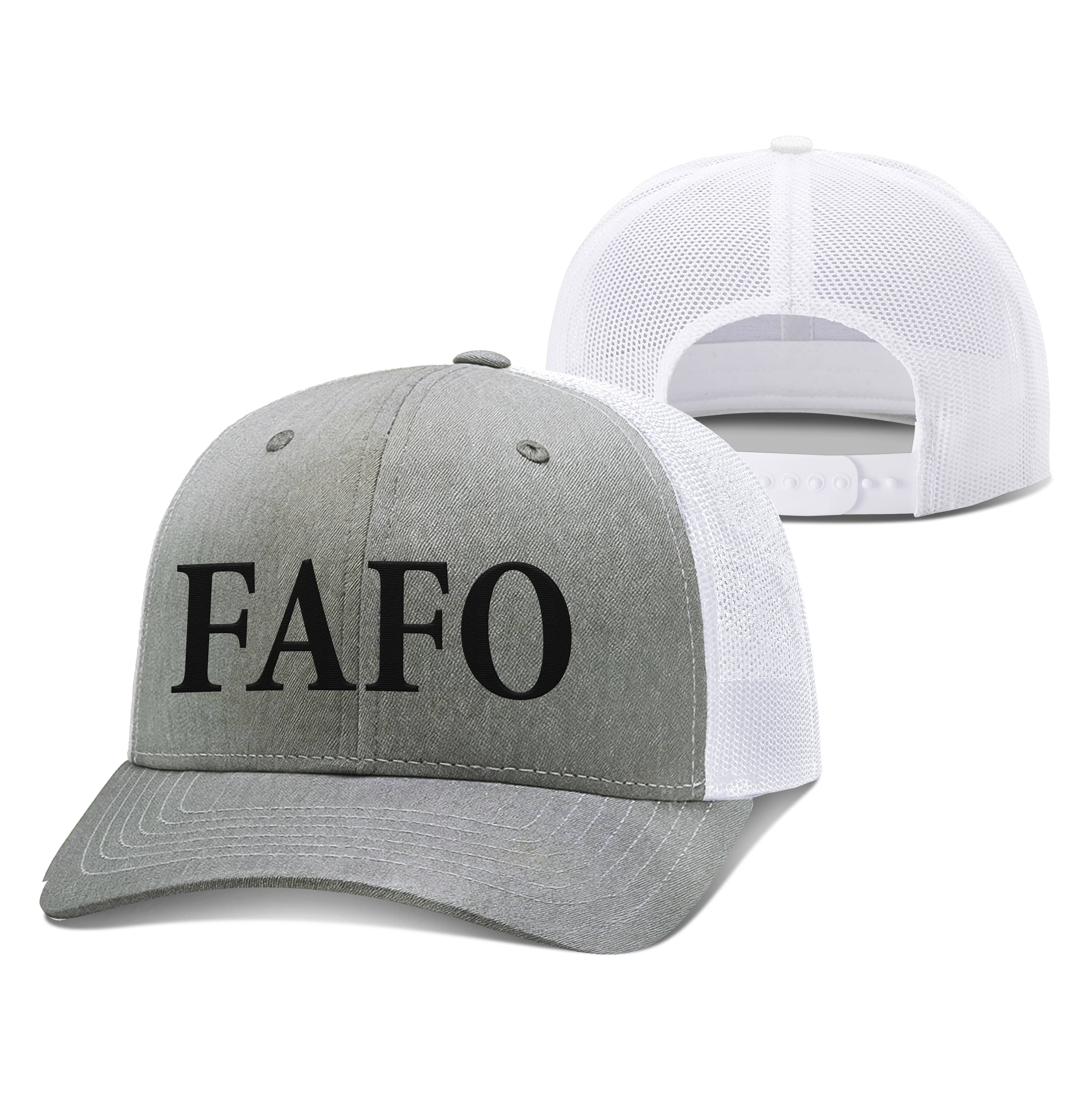 Adjustable Snapback Trucker Cap / Heather Gray/White / OS FAFO Trucker Hat maga trump