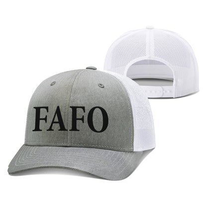 Adjustable Snapback Trucker Cap / Heather Gray/White / OS FAFO Trucker Hat maga trump