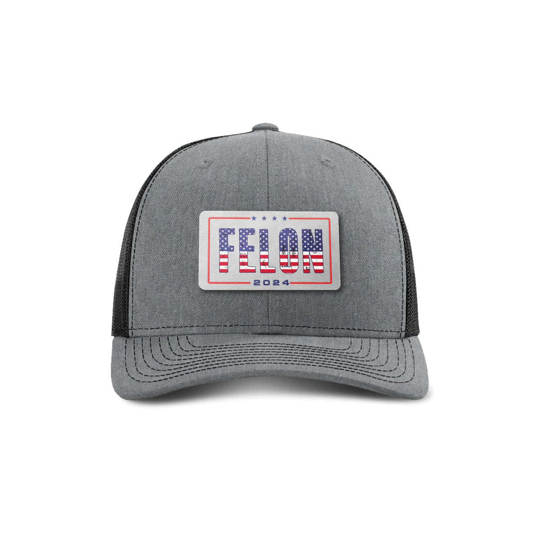 Adjustable Snapback Trucker Cap / Heather Grey/ Black Felon 2024 Trucker Hat maga trump