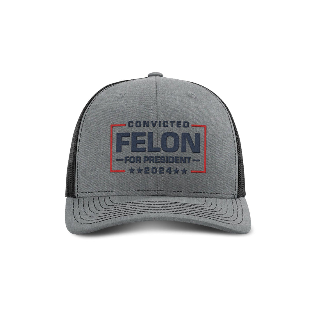 Adjustable Snapback Trucker Cap / Heather Grey/ Black Felon For President Trucker Hat maga trump