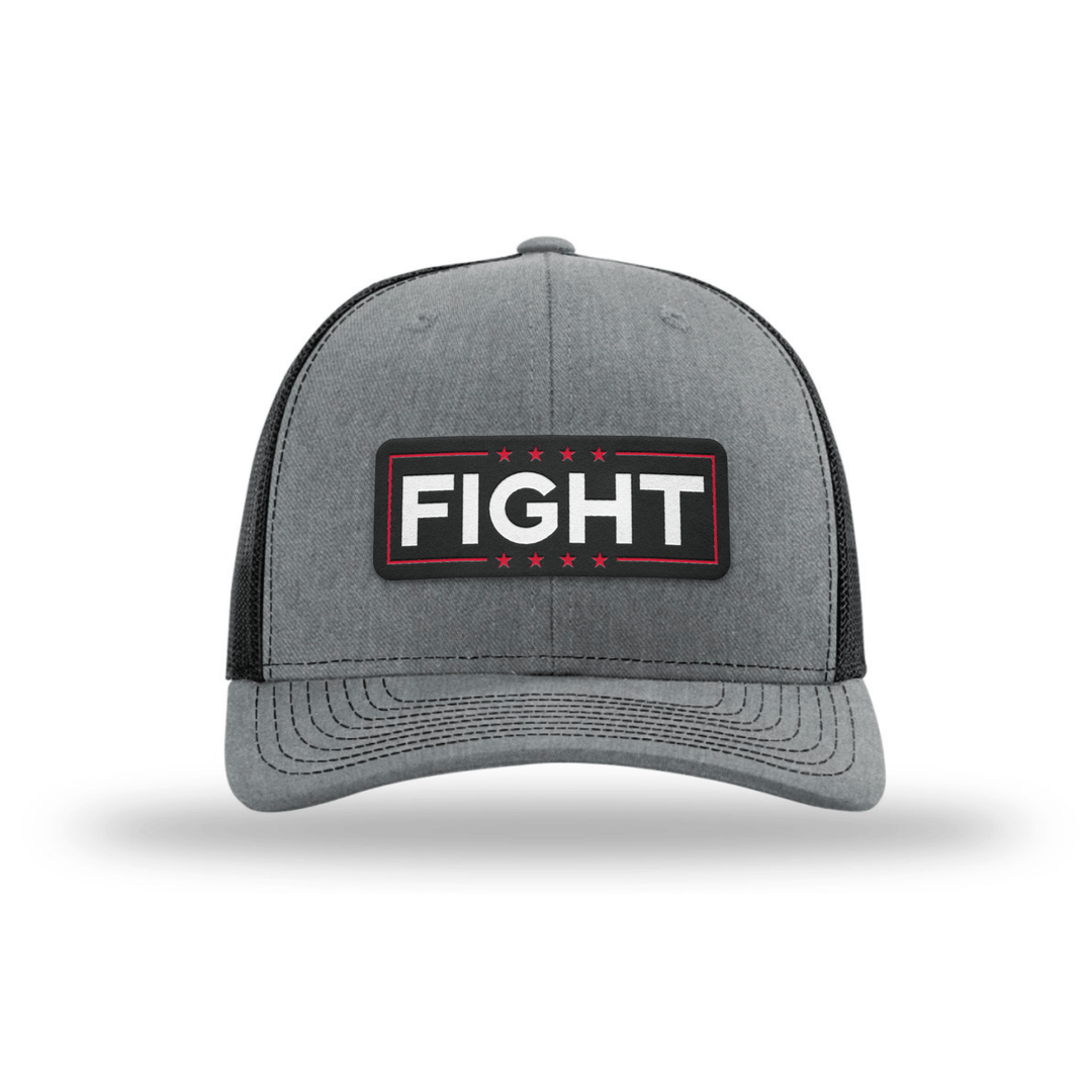 Adjustable Snapback Trucker Cap / Heather Grey/ Black Fight Trucker Hat maga trump