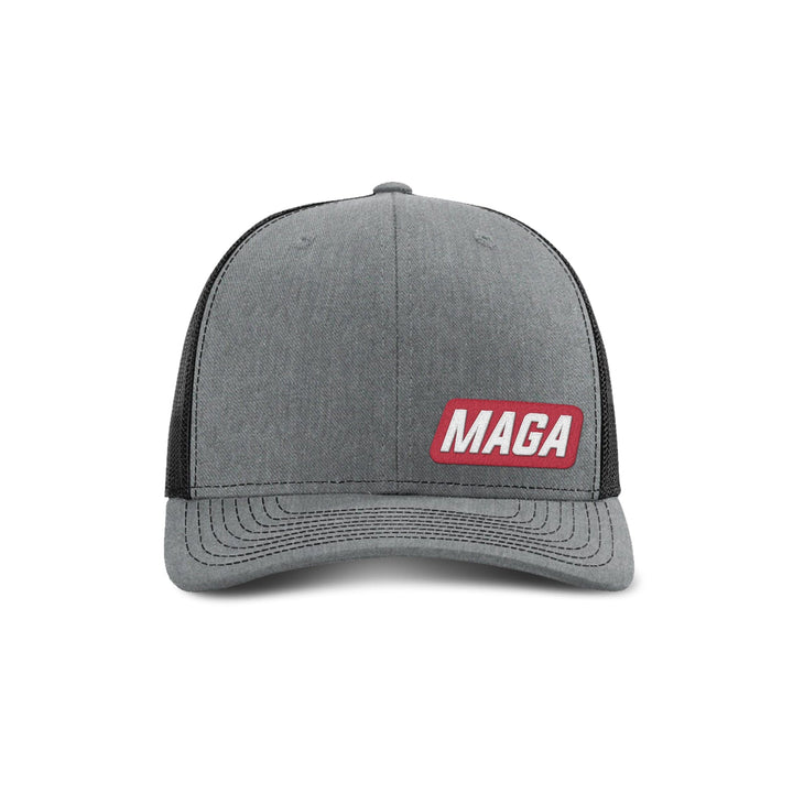 Adjustable Snapback Trucker Cap / Heather Grey/ Black / OS MAGA Patch Trucker maga trump