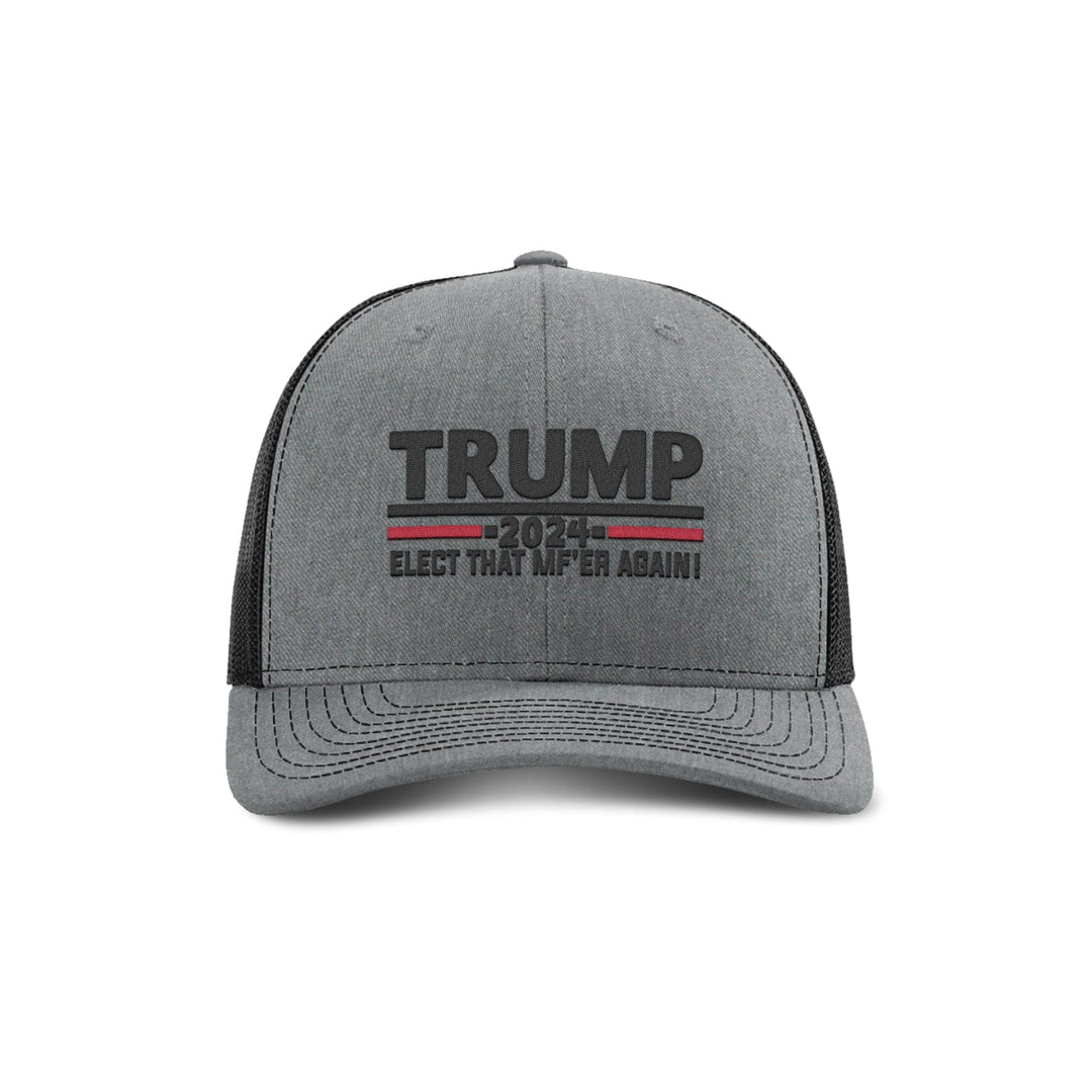 Adjustable Snapback Trucker Cap / Heather Grey/ Black / OS Trump Elect That MF'ER Again Trucker maga trump