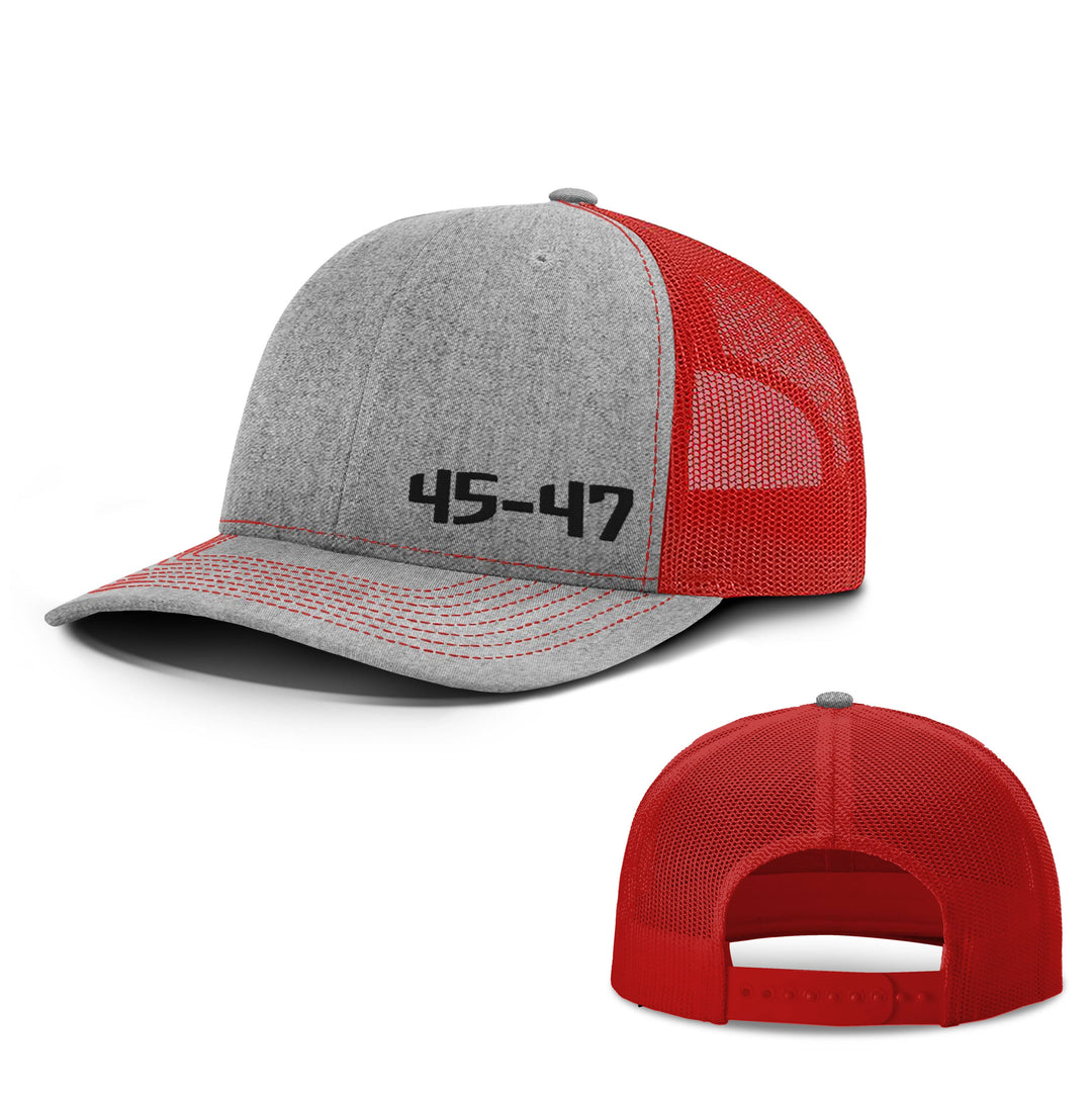 Adjustable Snapback Trucker Cap / Heather Grey/ Red 45-47 Lower Left Trucker Hat maga trump