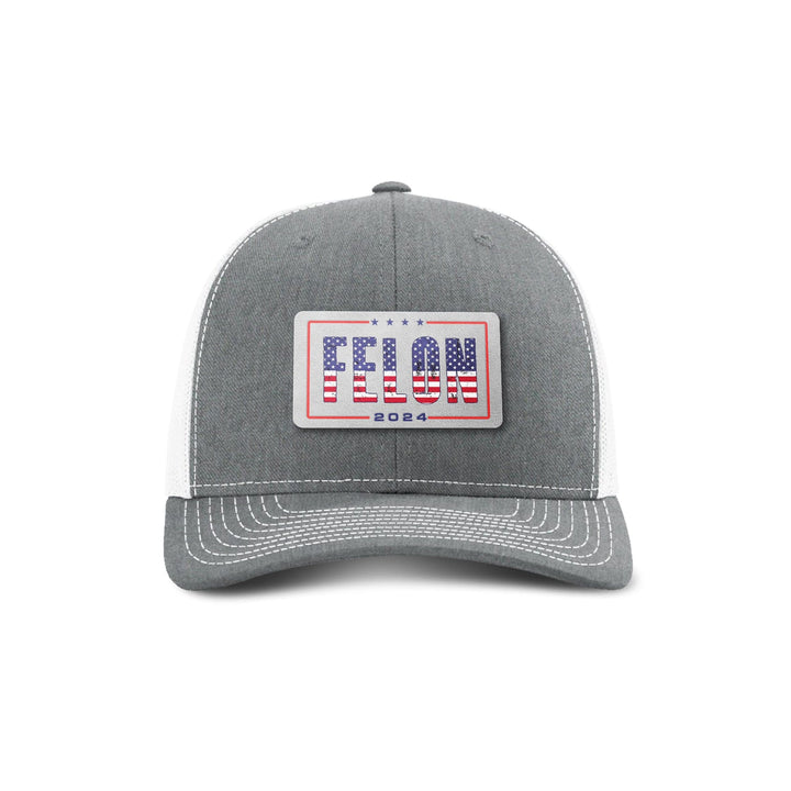 Adjustable Snapback Trucker Cap / Heather Grey/ White Felon 2024 Trucker Hat maga trump