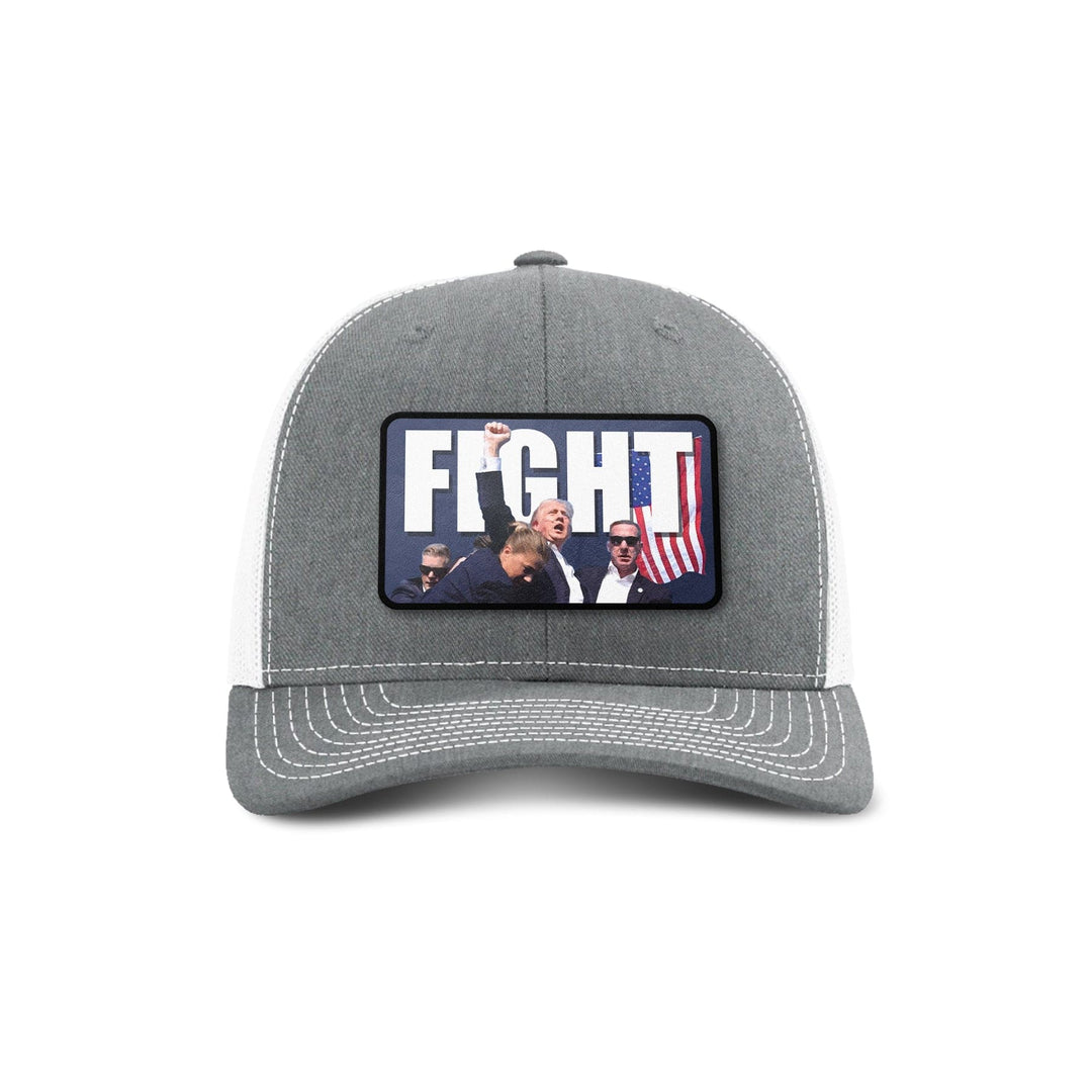 Adjustable Snapback Trucker Cap / Heather Grey/ White Fight Trump Trucker Hat maga trump