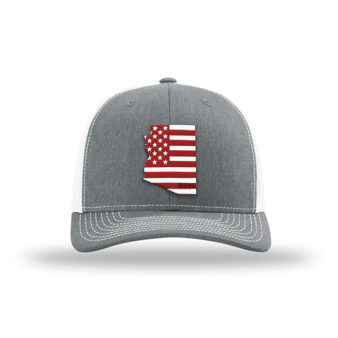 Adjustable Snapback Trucker Cap / Heather Grey/ White / OS Arizona is MAGA Country Hat maga trump