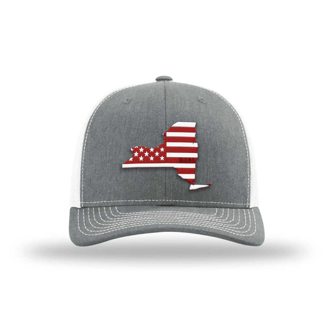 Adjustable Snapback Trucker Cap / Heather Grey/ White / OS New York is MAGA Country Hat maga trump