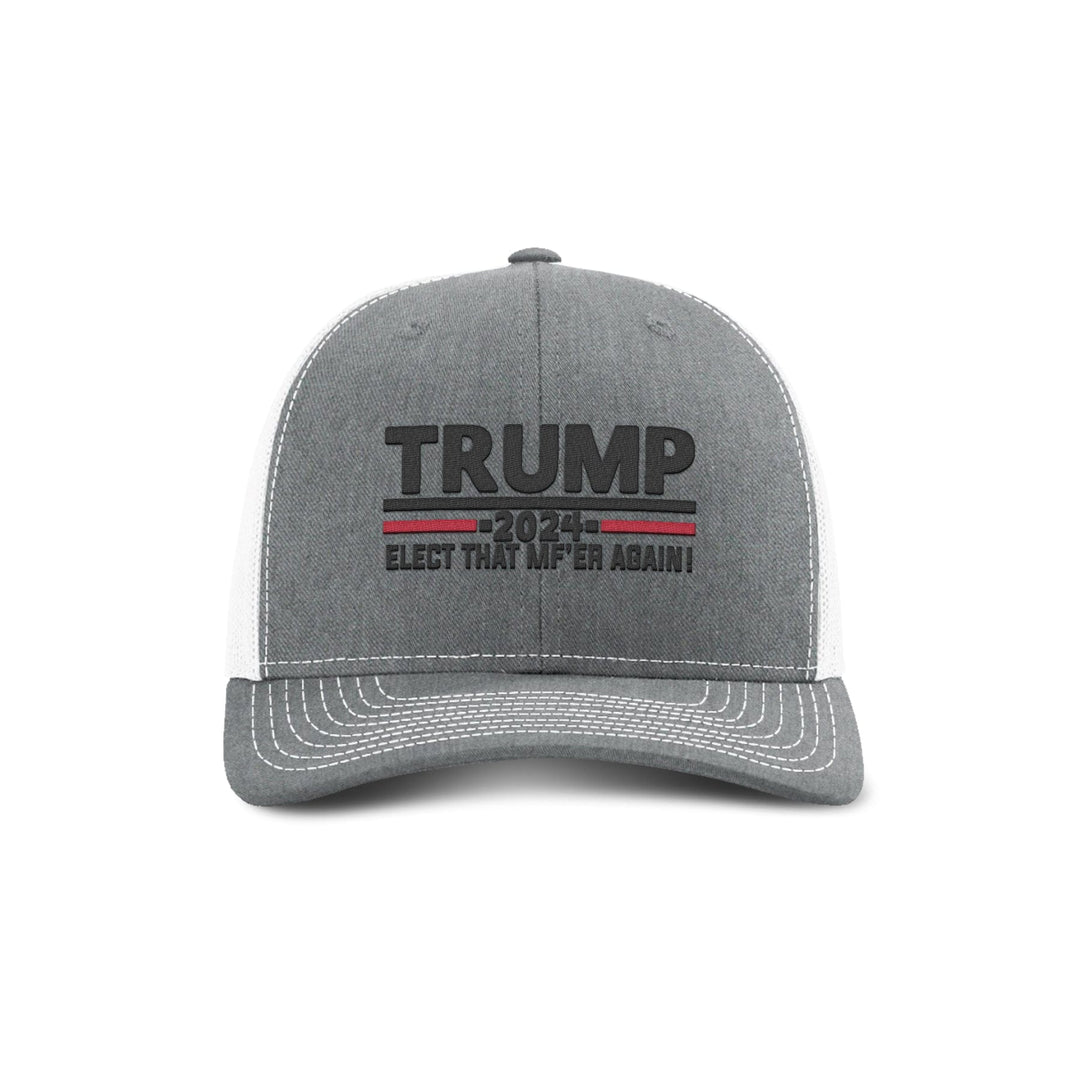 Adjustable Snapback Trucker Cap / Heather Grey/ White / OS Trump Elect That MF'ER Again Trucker maga trump