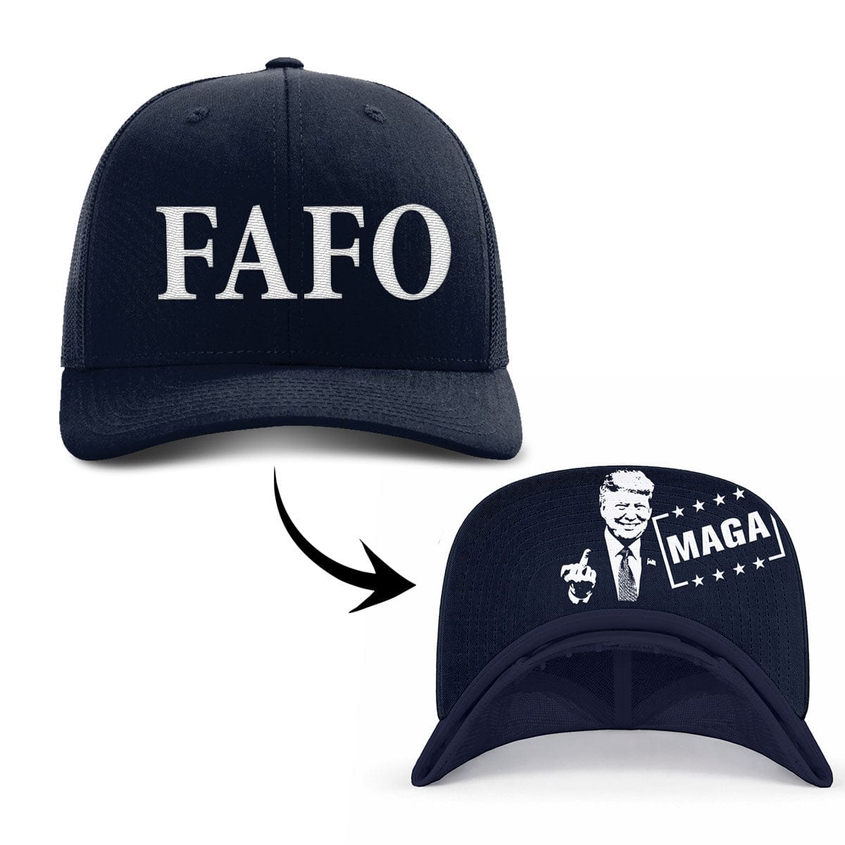 Adjustable Snapback Trucker Cap / Navy / OS FAFO Trucker (MF Hat) maga trump