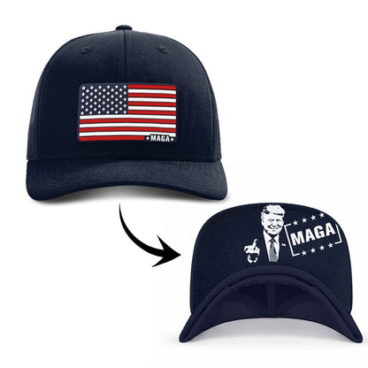 Adjustable Snapback Trucker Cap / Navy / OS Maga American Flag (MF Hat) maga trump