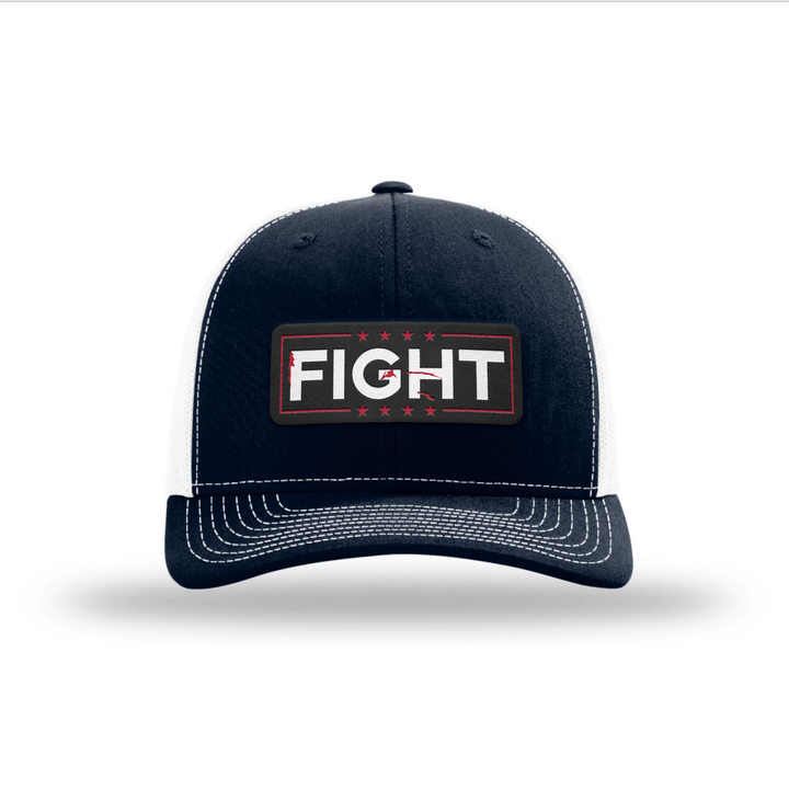 Adjustable Snapback Trucker Cap / Navy/ White Fight Blood Splatter Trucker Hat maga trump