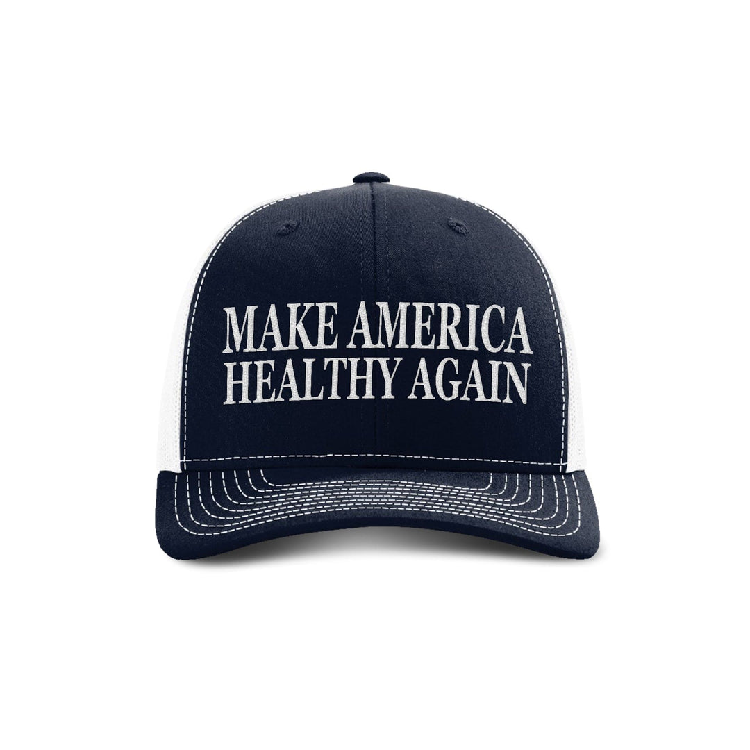 Adjustable Snapback Trucker Cap / Navy/ White Make America Healthy Again Trucker Hat maga trump