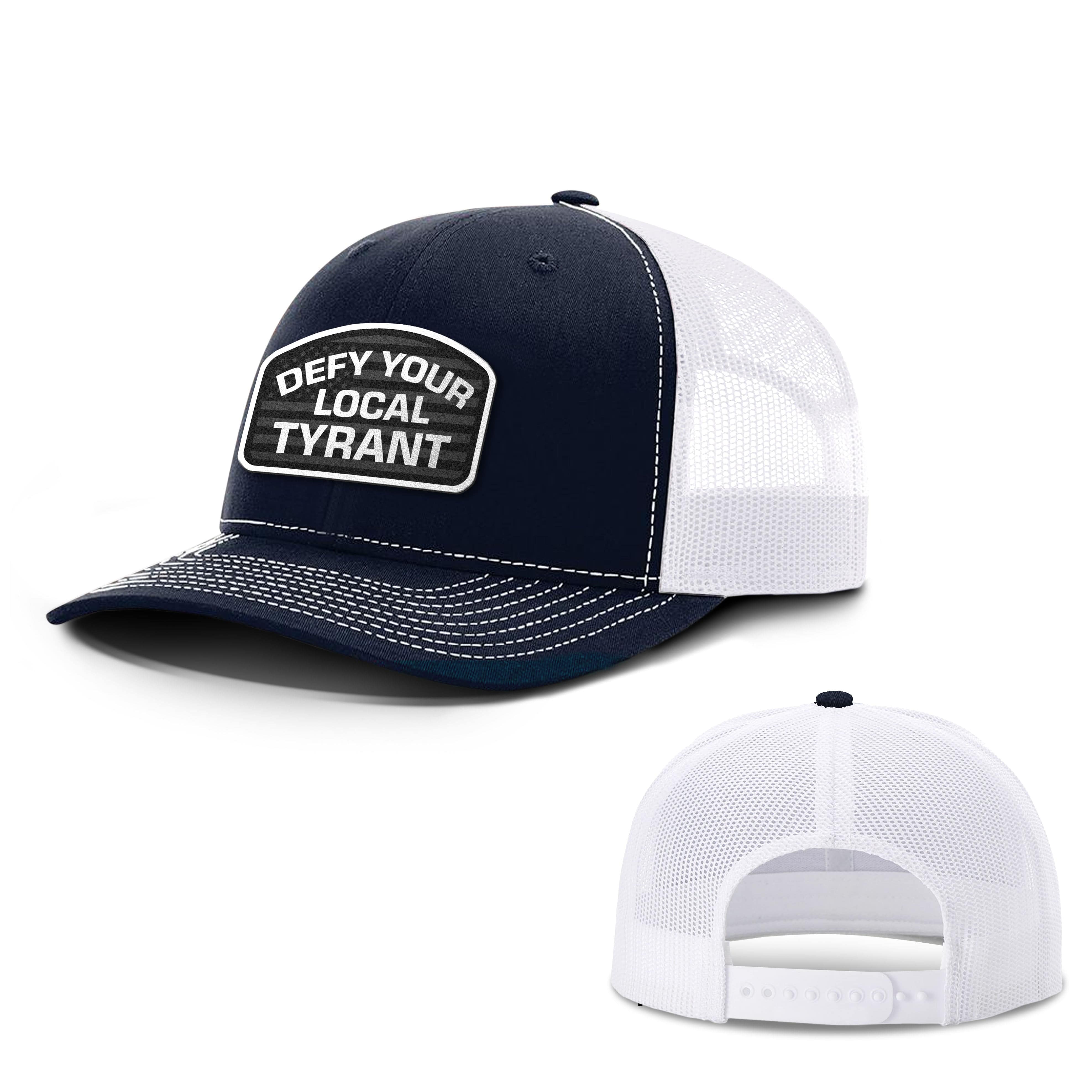 Adjustable Snapback Trucker Cap / Navy/White / OS Defy Your Local Tyrant Trucker Hat maga trump