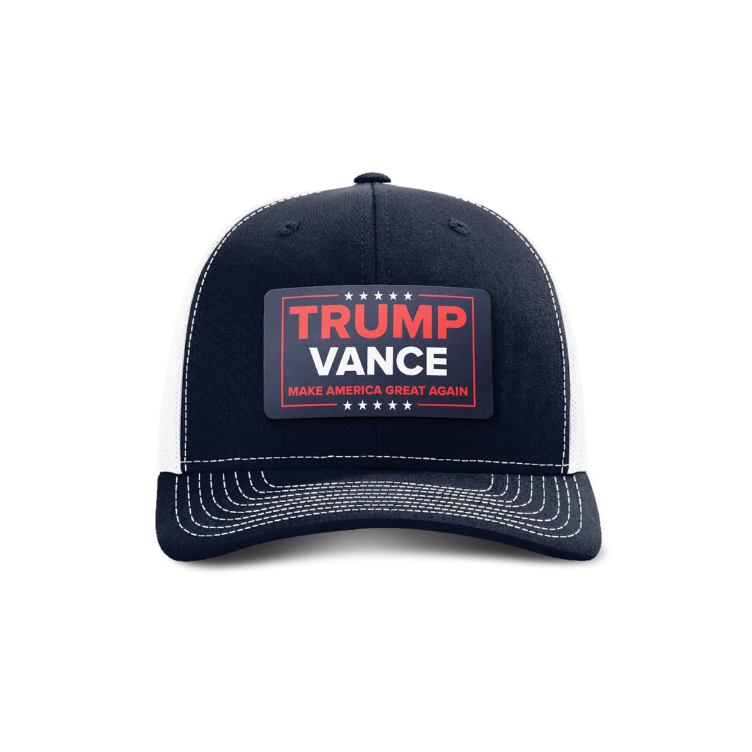 Adjustable Snapback Trucker Cap / Navy/ White Trump Vance Patch Trucker Hat maga trump