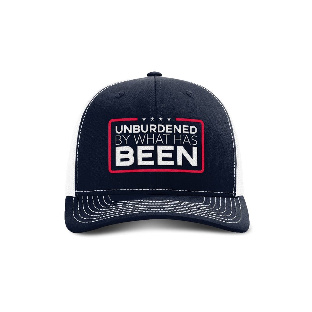 Adjustable Snapback Trucker Cap / Navy/ White Unburdened by What Has Been Trucker Hat maga trump