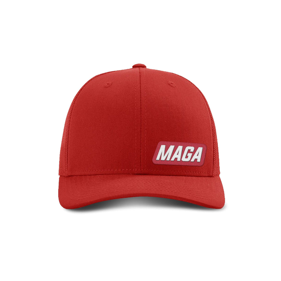 Adjustable Snapback Trucker Cap / Red / OS MAGA Patch Trucker maga trump