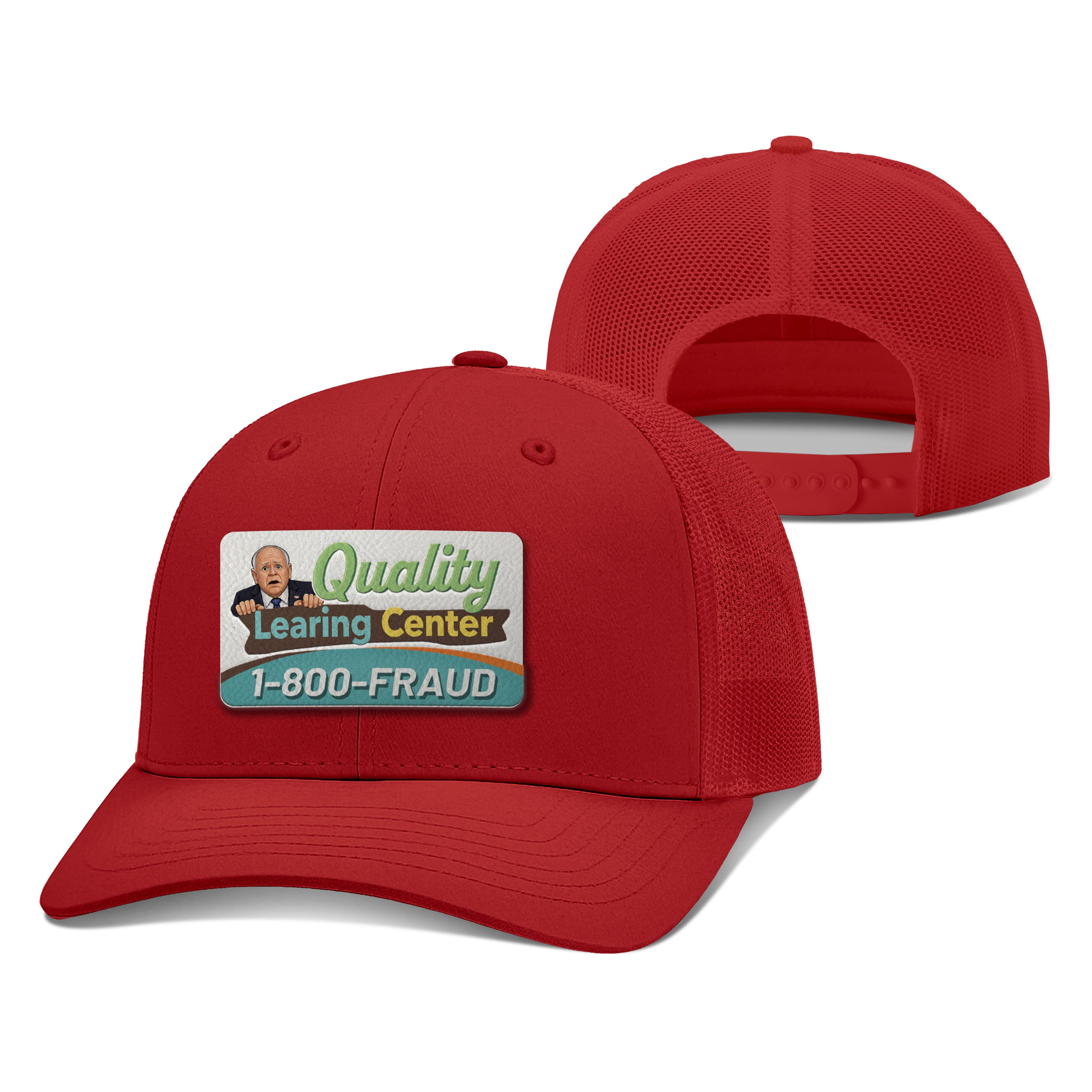 Adjustable Snapback Trucker Cap / Red / OS Tim Walz's Quality Learning Center Trucker Hat maga trump