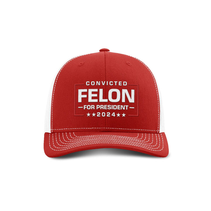 Adjustable Snapback Trucker Cap / Red/ White Felon For President Trucker Hat maga trump