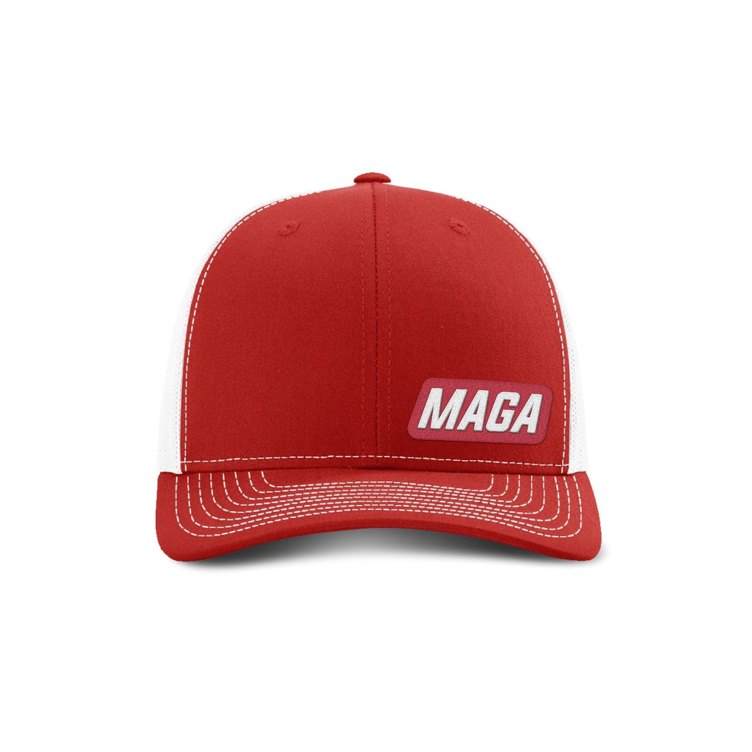 Adjustable Snapback Trucker Cap / Red/ White / OS MAGA Patch Trucker maga trump