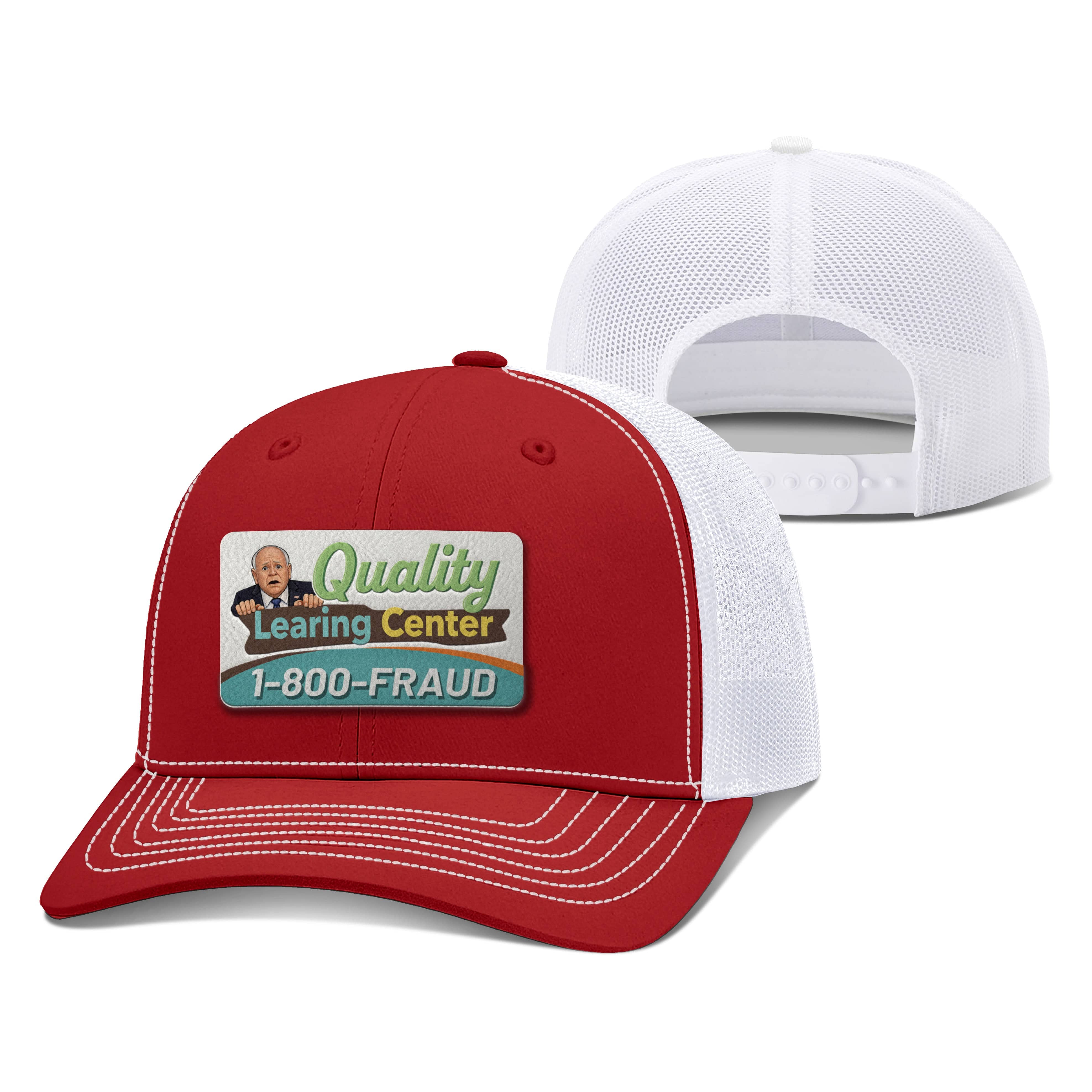 Adjustable Snapback Trucker Cap / Red/White / OS Tim Walz's Quality Learning Center Trucker Hat maga trump