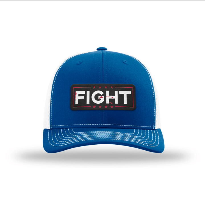 Adjustable Snapback Trucker Cap / Royal/ White Fight Blood Splatter Trucker Hat maga trump