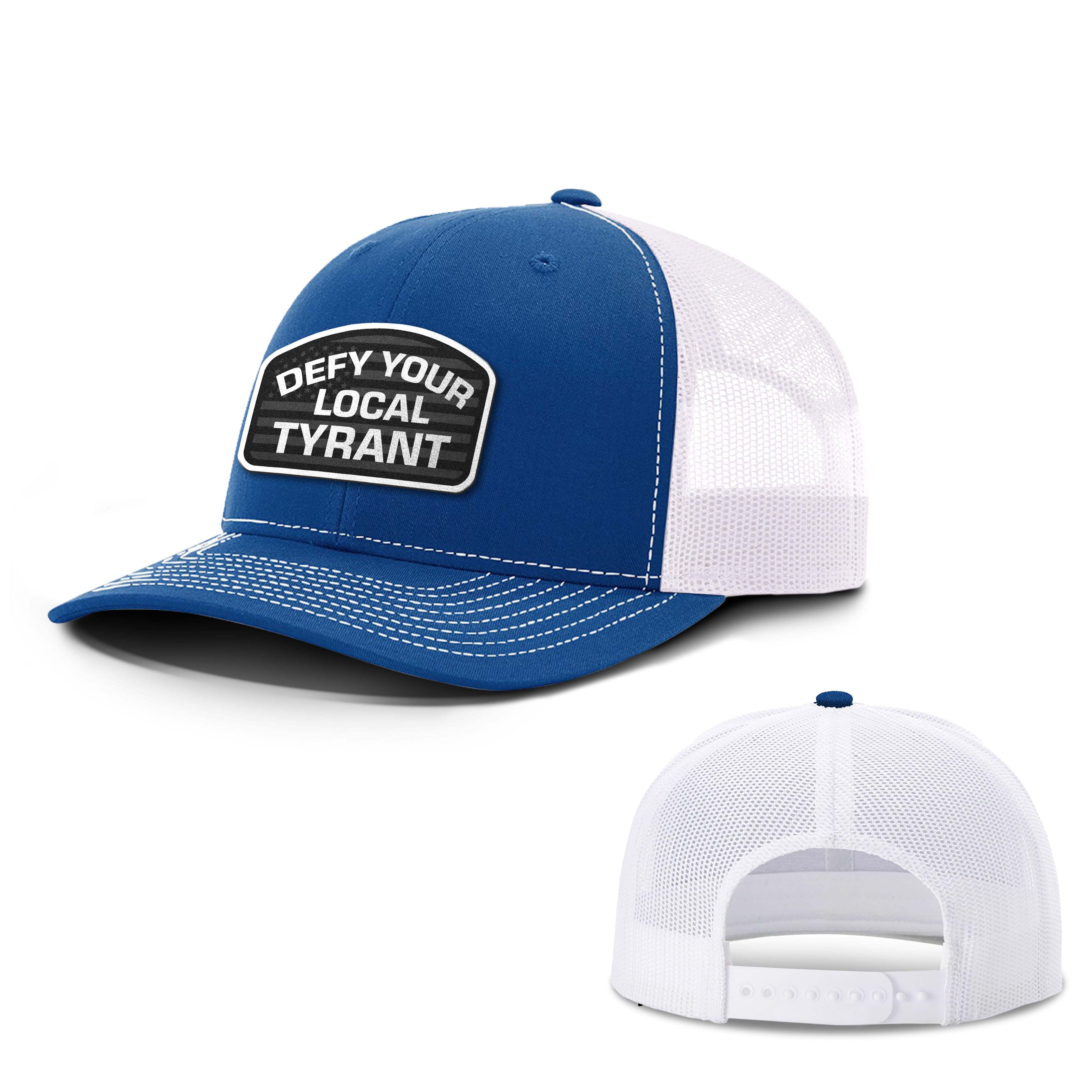 Adjustable Snapback Trucker Cap / Royal/White / OS Defy Your Local Tyrant Trucker Hat maga trump