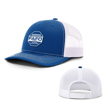 Adjustable Snapback Trucker Cap / Royal/White / OS WARNING - America is Protected by the FAFO Trucker Hat maga trump