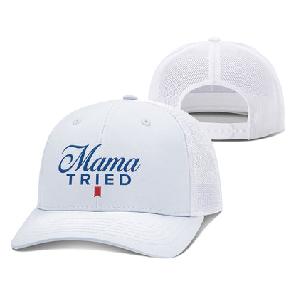 Adjustable Snapback Trucker Cap / White / OS Mama Tried Trucker Hat maga trump