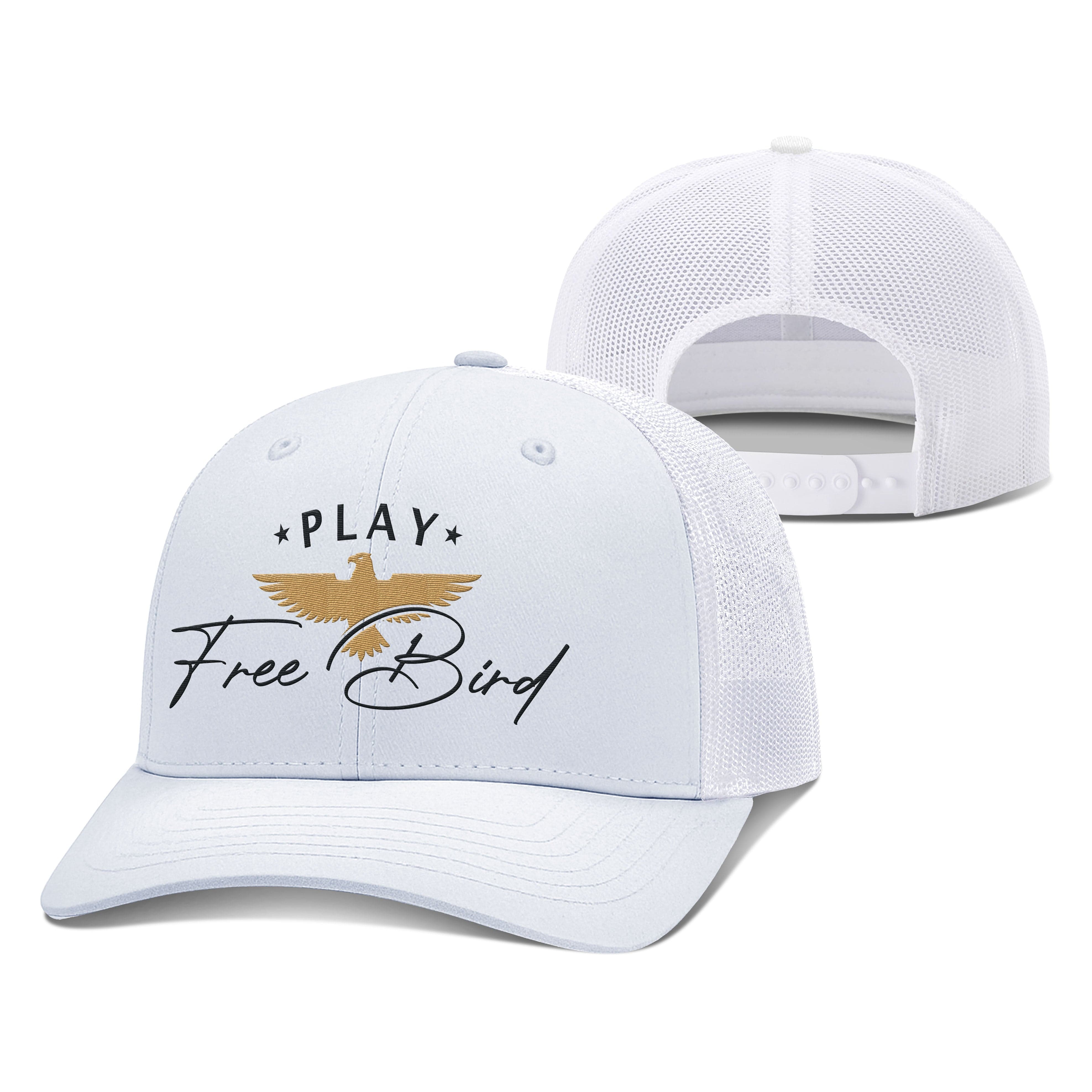 Adjustable Snapback Trucker Cap / White / OS Play Free Bird Trucker Hat maga trump