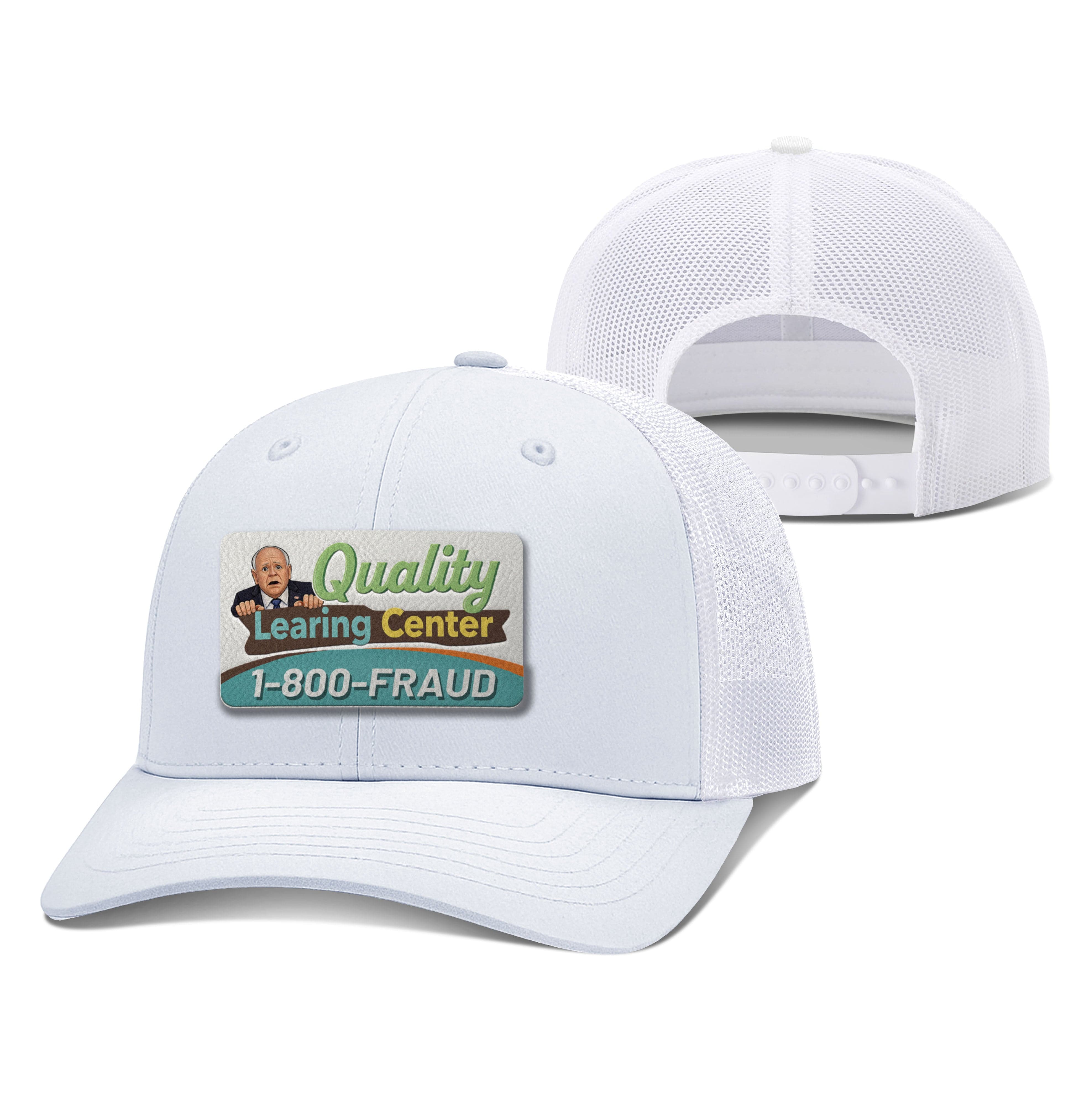 Adjustable Snapback Trucker Cap / White / OS Tim Walz's Quality Learning Center Trucker Hat maga trump