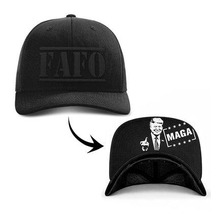 Black FAFO Blackout Trucker (MF Hat) maga trump