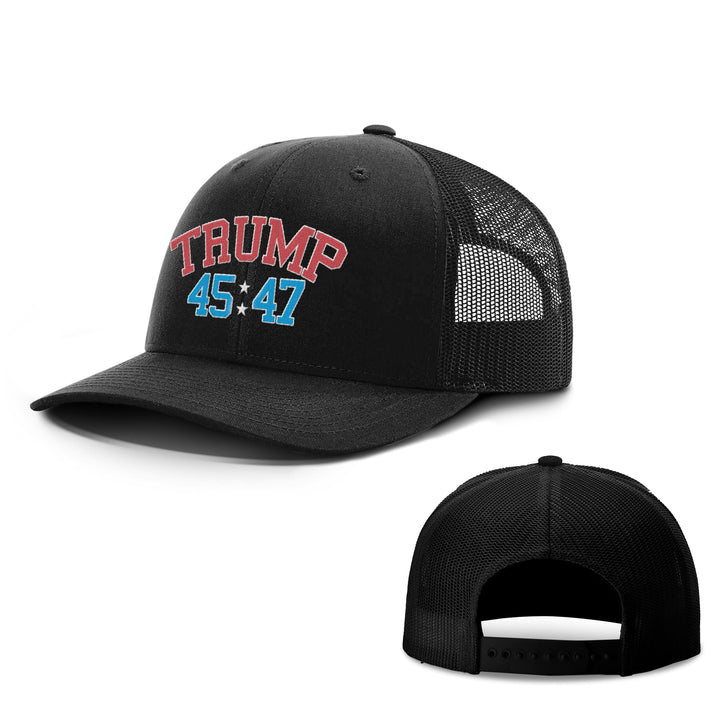 Black / OS Trump 45 47 Trucker Hat maga trump