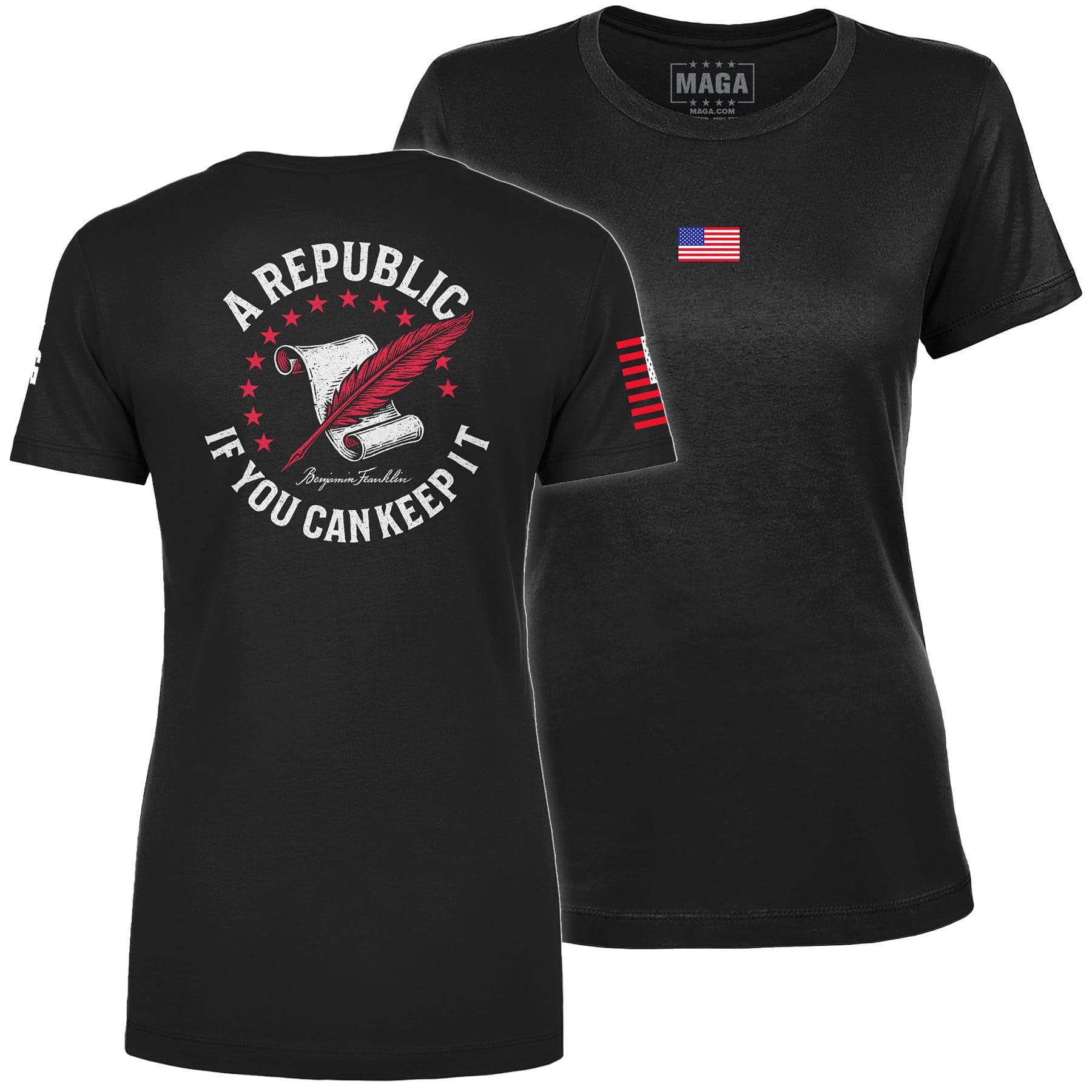 Black / S A Republic if you can keep it Ladies Tee maga trump
