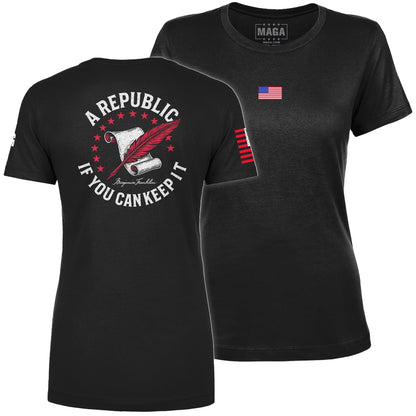 Black / S A Republic if you can keep it Ladies Tee maga trump