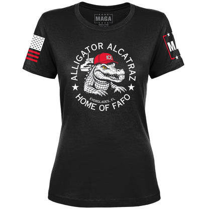 Black / S Alligator Alcatraz - Home of FAFO Ladies Tee maga trump