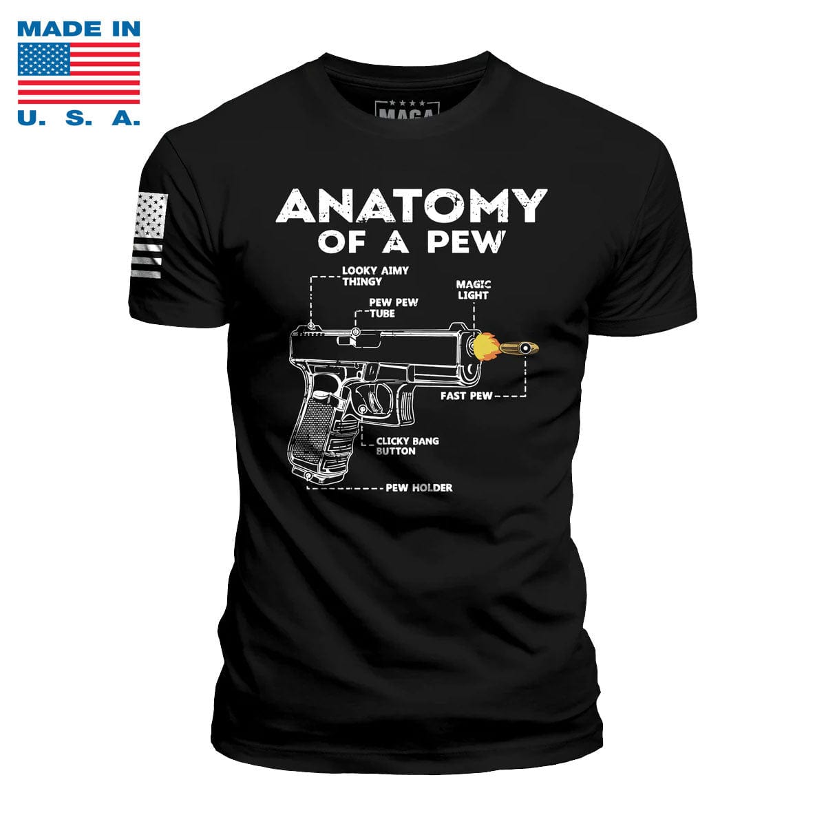 Black / S Anatomy of Pew Made in the USA maga trump
