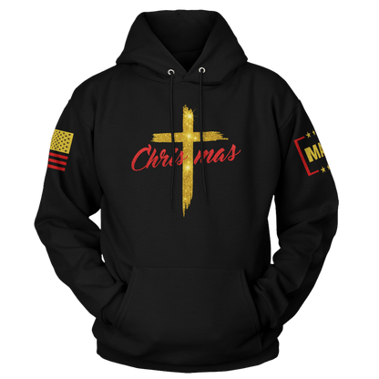 Black / S Christmas Cross Hoodie maga trump