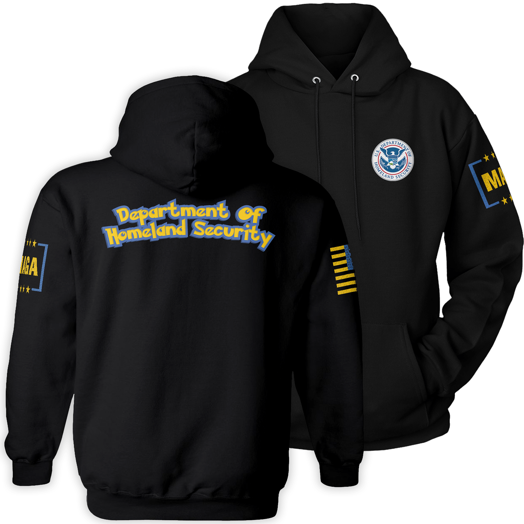 Black / S Department of Homeland Security Hoodie maga trump