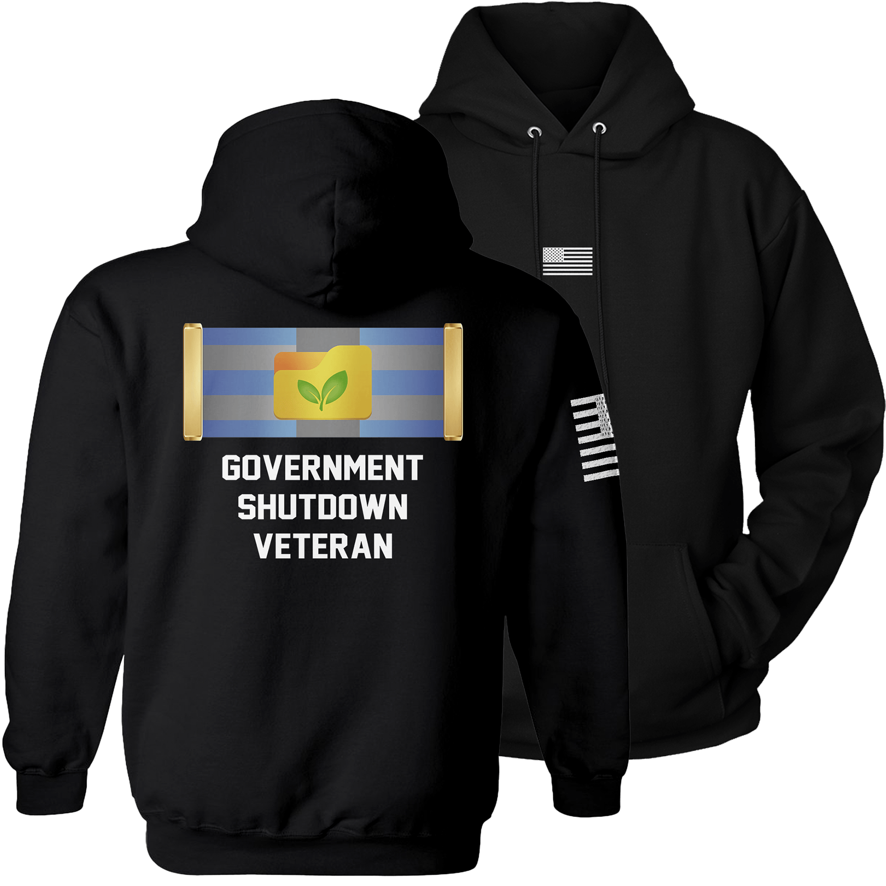 Black / S Government Shutdown Veteran Hoodie maga trump