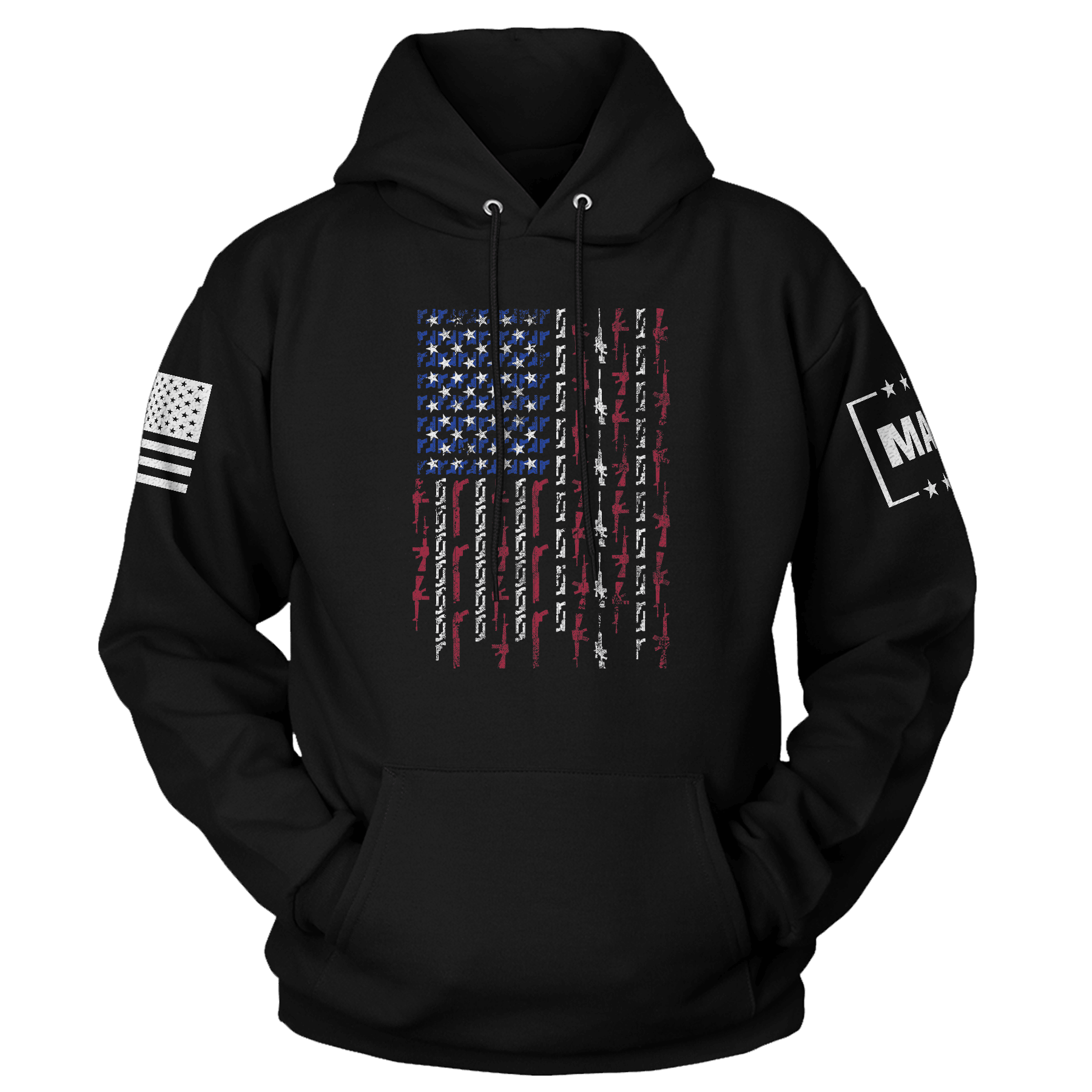 Black / S Gun Flag Hoodie maga trump